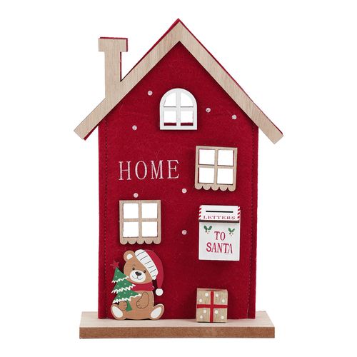 Enfeite Decorativo Casinha Natal Urso MDF - 26cm