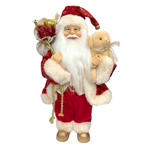 Papai Noel em Pé Vermelho e Dourado - 30cm