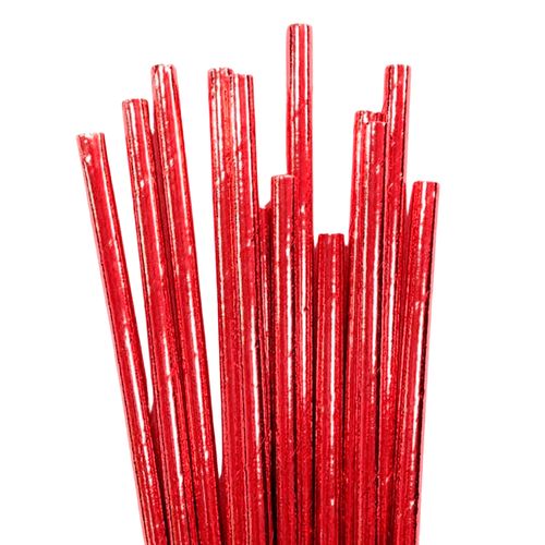 Canudo Papel Metalizado Vermelho - 25 unidades