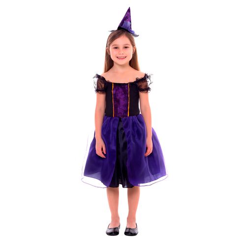Fantasia Bruxa Roxa com Tiara Infantil