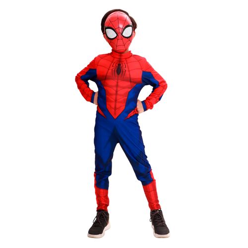 Fantasia Homem Aranha Clássica Longa com Máscara Infantil