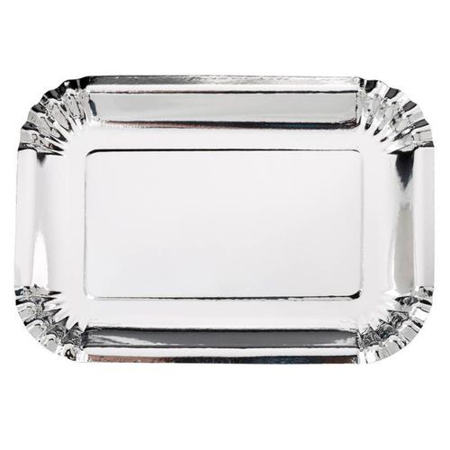 Bandeja de Papel Retangular Prata - 05 unidades