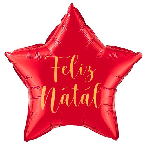Balão Metalizado Estrela Feliz Natal Dourado 19"