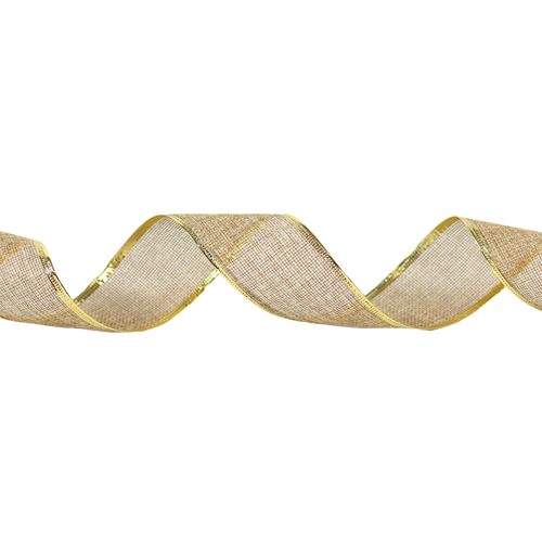 Fita Decorativa Aramada Juta com Dourado 6,3cm - 3 metros