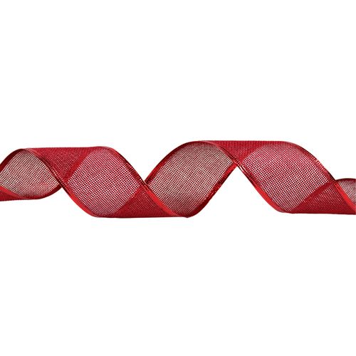 Fita Decorativa Aramada Juta Vermelha 6,3cm - 3 metros