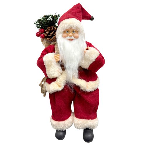 Papai Noel Sentado Vermelho e Bege - 30cm
