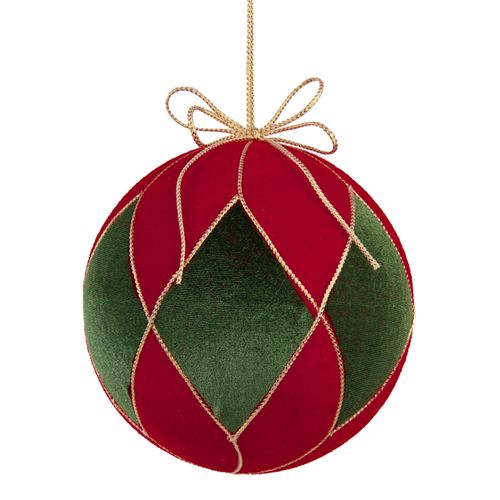 Bola Decorada de Natal Vermelha e Verde - 10cm