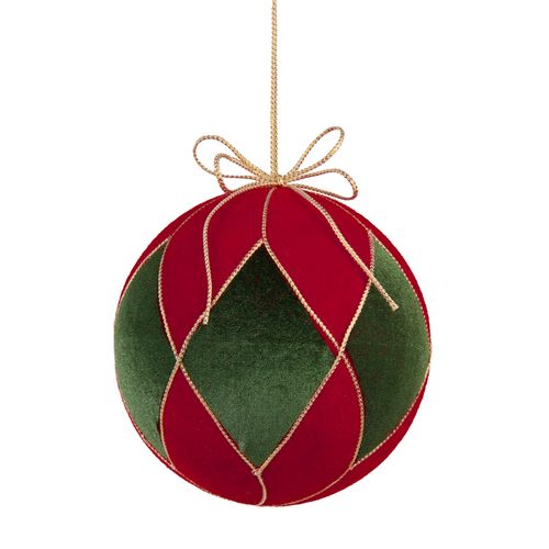 Bola Decorada de Natal Vermelha e Verde - 8cm