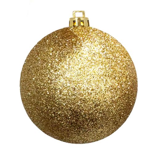 Bola de Natal com Glitter Dourado - 15cm