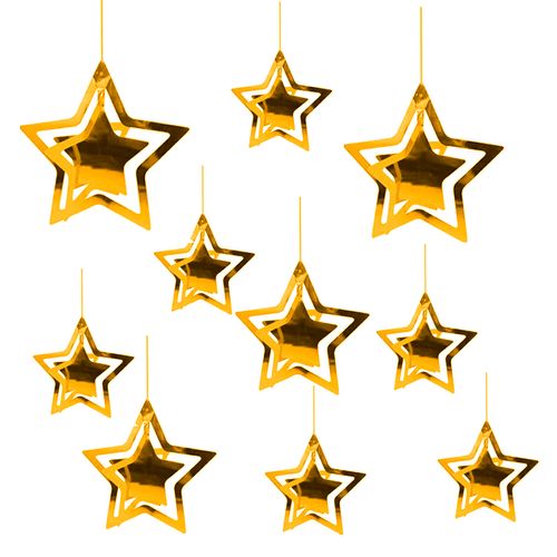 Enfeite de Pendurar Estrela Dourada - 10 unidades
