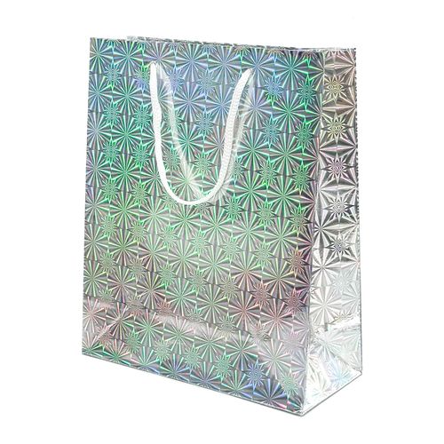 Sacola Presente Holográfica Prata G
