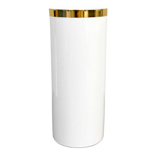 Copo Long Drink Branco Borda Dourado