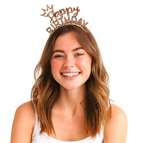 Tiara Happy Birthday Coroa Rosé Gold