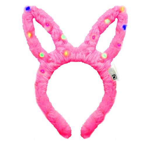 Tiara Coelho Pelúcia Pink com LED