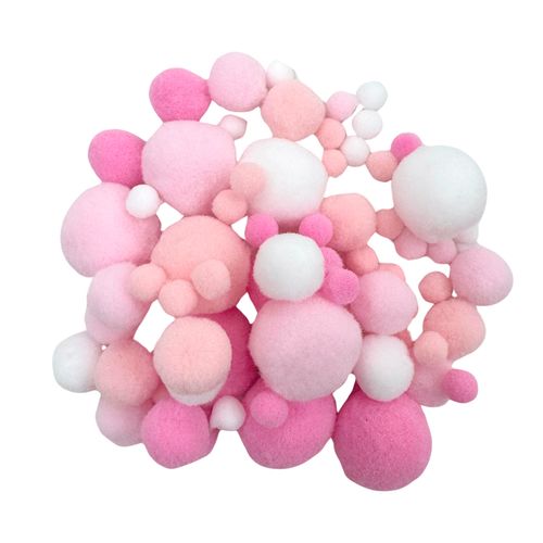 Kit Pom Pom Rosa e Branco