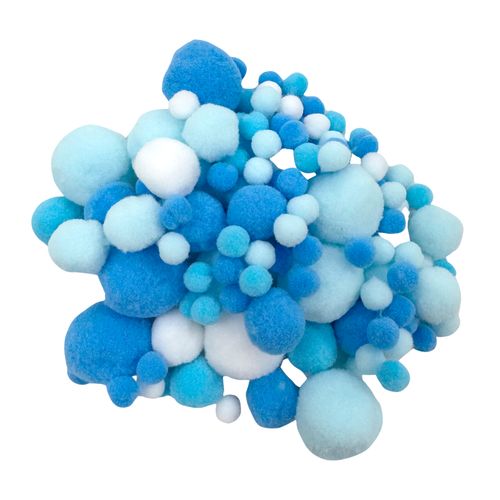 Kit Pom Pom Azul e Branco