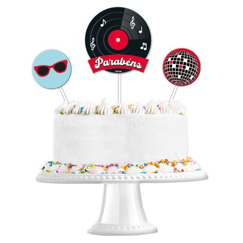 Kit Topo de Bolo Festa Retrô