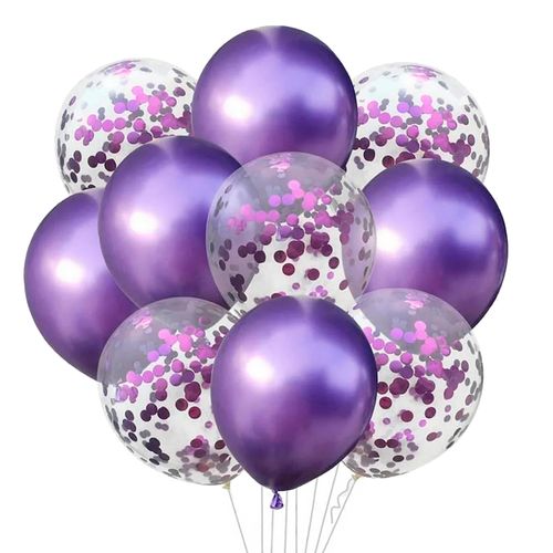 Buquê de Balões Confete Roxo - 10 unidades