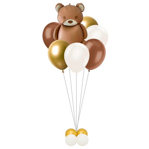 *Buquê Balões Metalizado Urso Marrom - 12 unidades