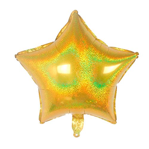 Balão Metalizado Estrela Holográfico Dourado 10" - 06 unidades