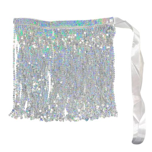 Saia Fios Paetê Prata