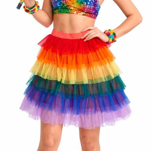 Saia Tule com Babados Colorida