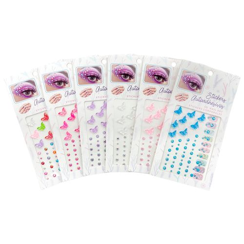 Cartela de Adesivo Strass e Borboletas