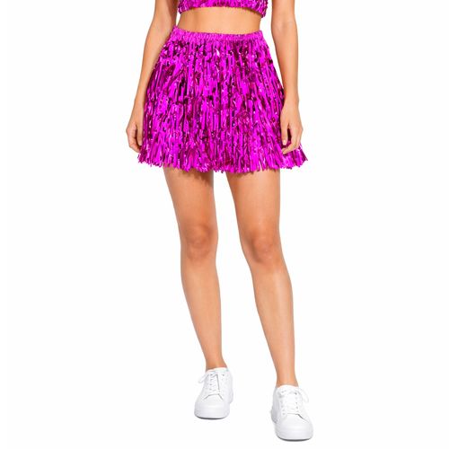 Saia Franja Metalizada Pink 40cm