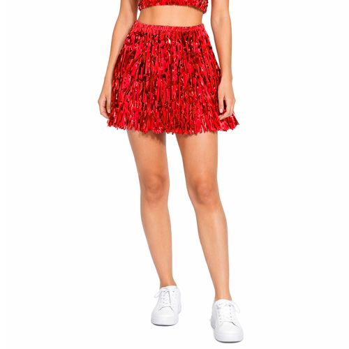 Saia Franja Metalizada Vermelha 40cm