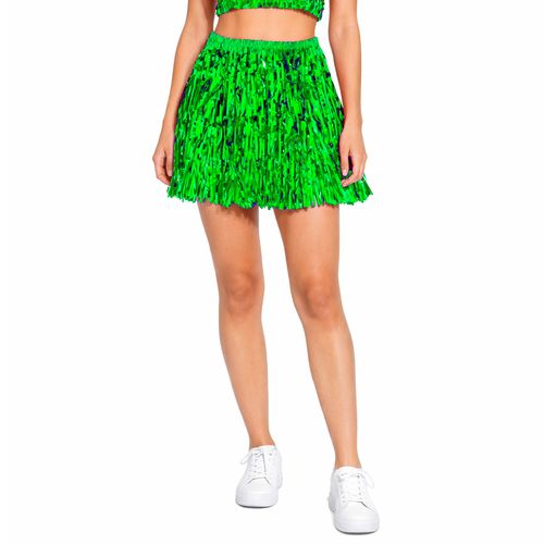 Saia Franja Metalizada Verde 40cm