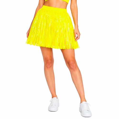 Saia Franja Neon Amarela 40cm