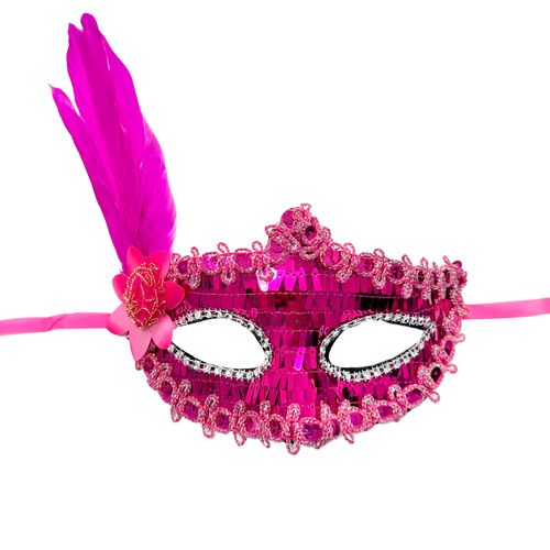Máscara Penas Luxo Pink