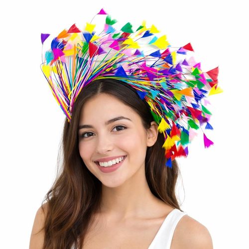 Tiara Carnaval Penas Coloridas Luxo