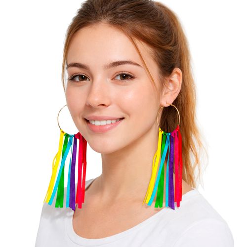 Brinco Argola com Fitas Coloridas