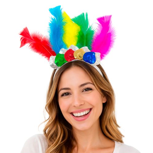 Tiara Penas e Paetê Coloridos