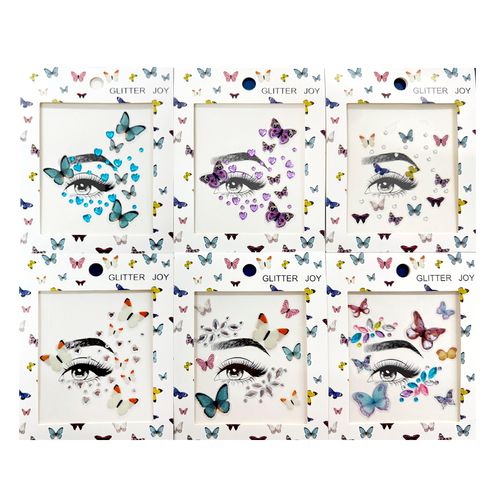 Adesivo Facial Strass e Borboletas