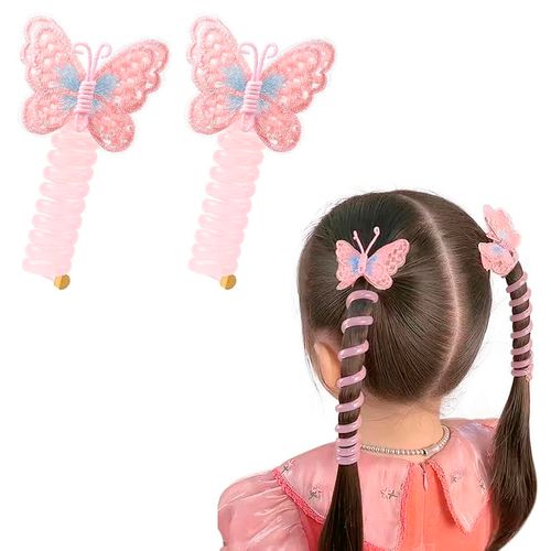 Espiral Cabelo Borboleta Rosa - 02 unidades