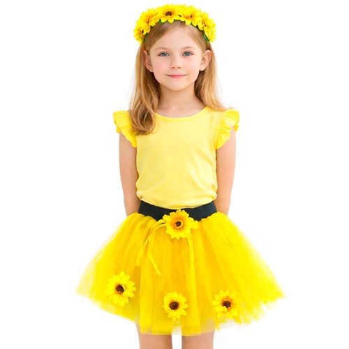 Kit Girassol Infantil - Saia e Tiara