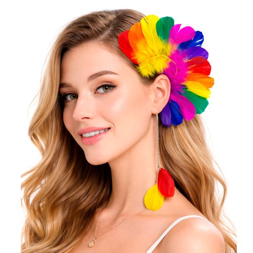 Acessório Orelha Penas Coloridas