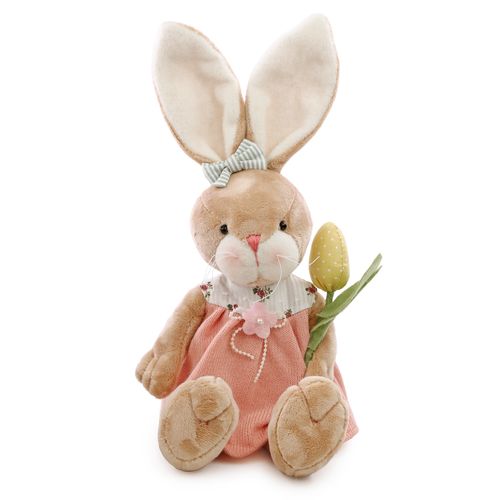 Coelha Decorativa Sentada com Flor - 38cm