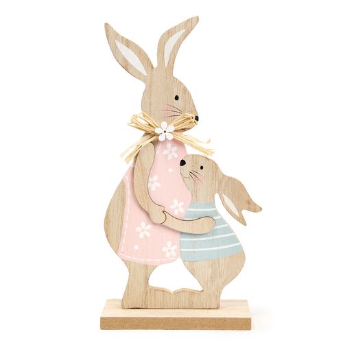 Enfeite Decorativo Coelho Abraço MDF - 23cm