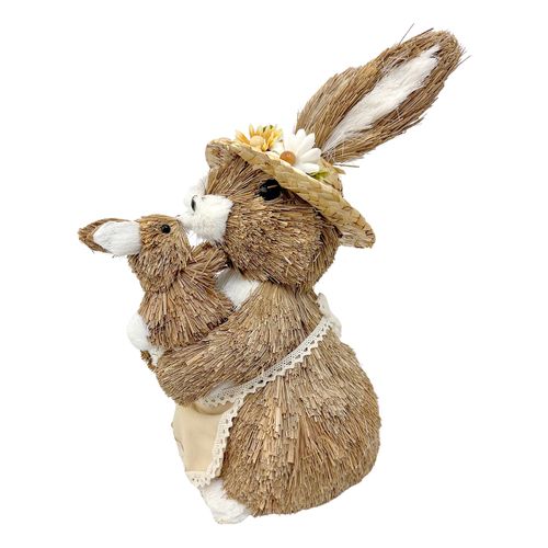 Coelha Decorativa com Filhote - 30cm