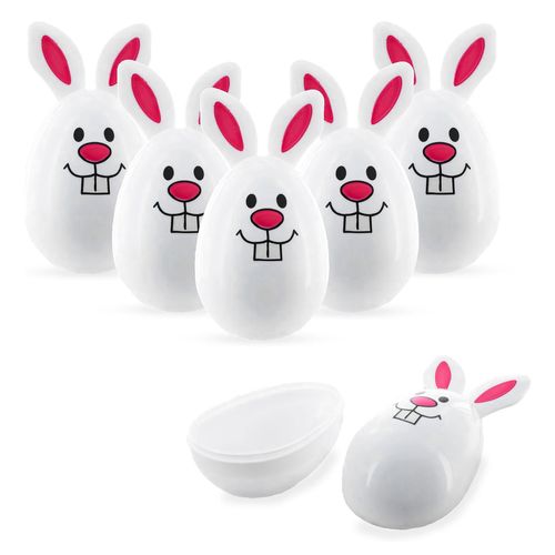 Ovinhos de Plástico Coelho Fofinho Branco - 06 unidades