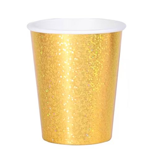 Copo de Papel Dourado  Holográfico - 10 unidades