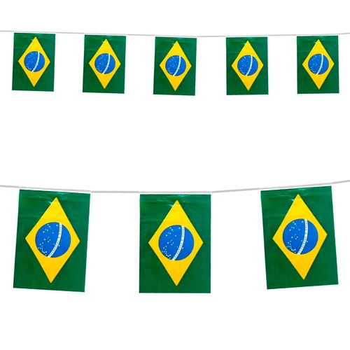 Varal de Bandeira Brasil 14x21 em Plástico - 10 metros