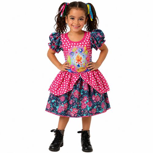 Vestido Junino Infantil Bandeiras