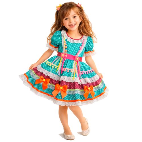 Vestido Junino Infantil Luxo Caramelinho