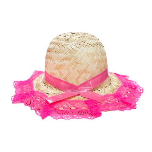 Chapéu Palha Fofão Renda Bebê