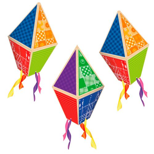 Balão Junino Decorado Retalhos e Fitas 25cm - 03 unidades