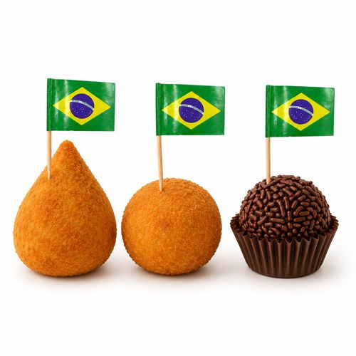 *Palito para Petisco Bandeira Brasil - 25 unidades
